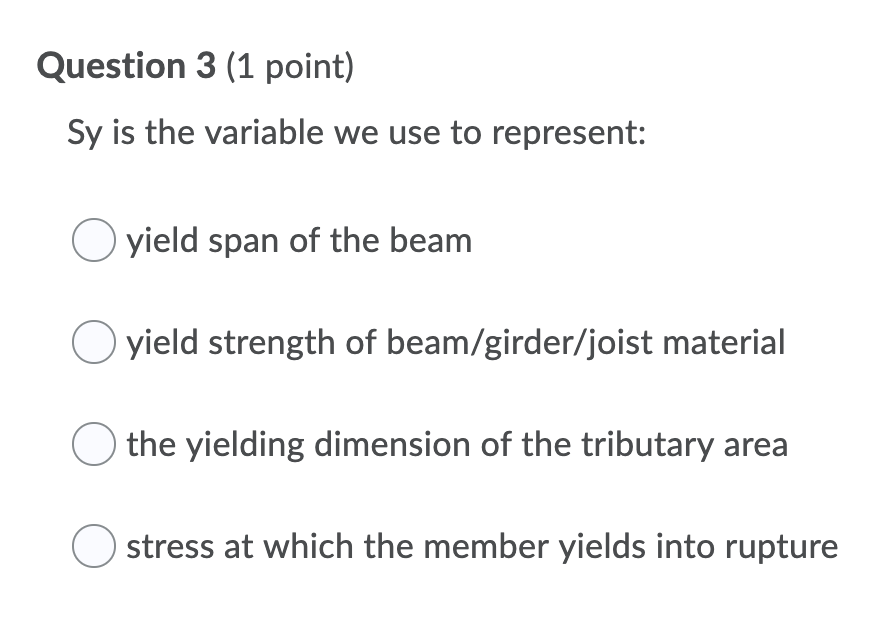 Solved Question 3 1 Point Sy Is The Variable We Use To Chegg Com
