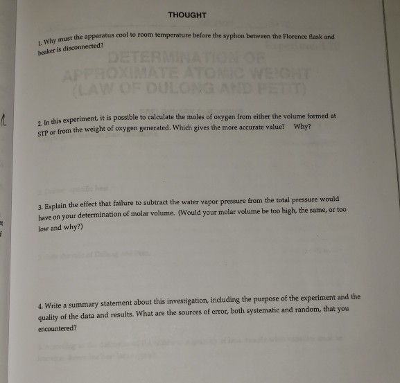 THOUGHT ust the apparatus cool to room temperature