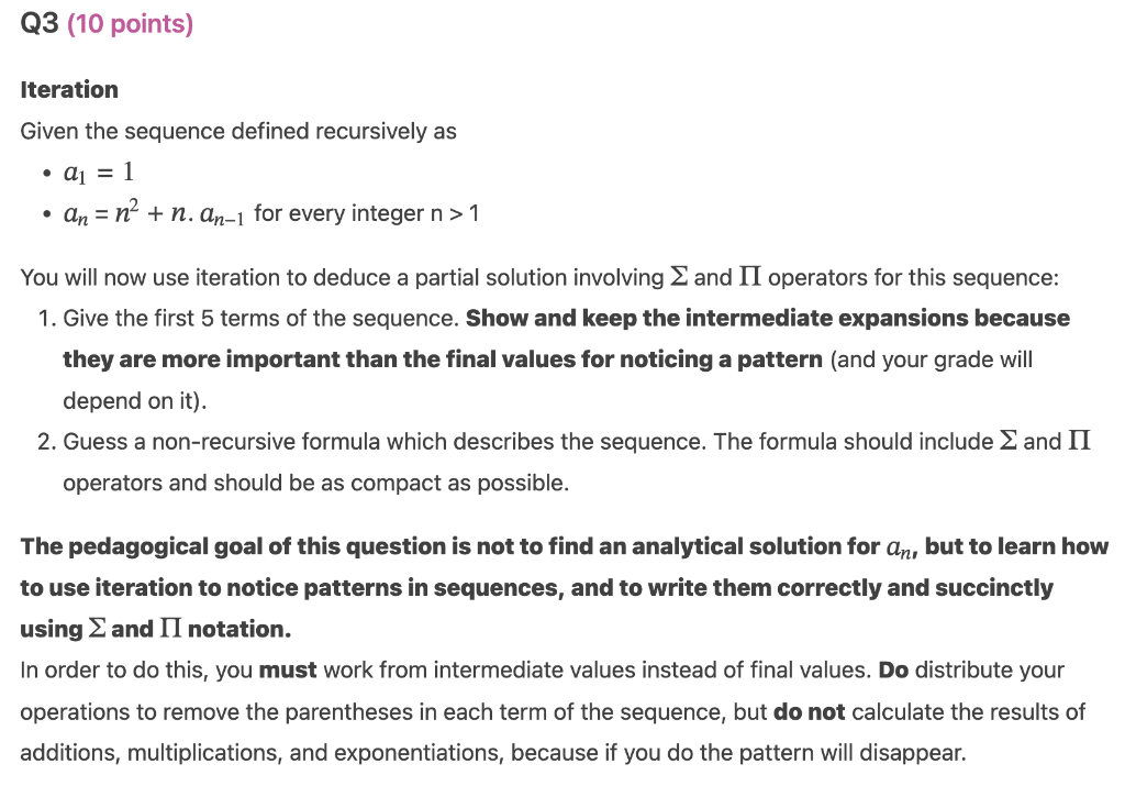 Solved Iteration Given The Sequence Defined Recursively As - | Chegg.com