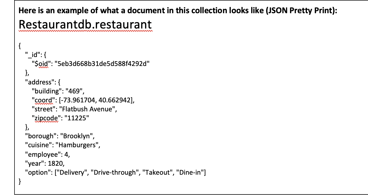Solved Here is an example of what a document in this