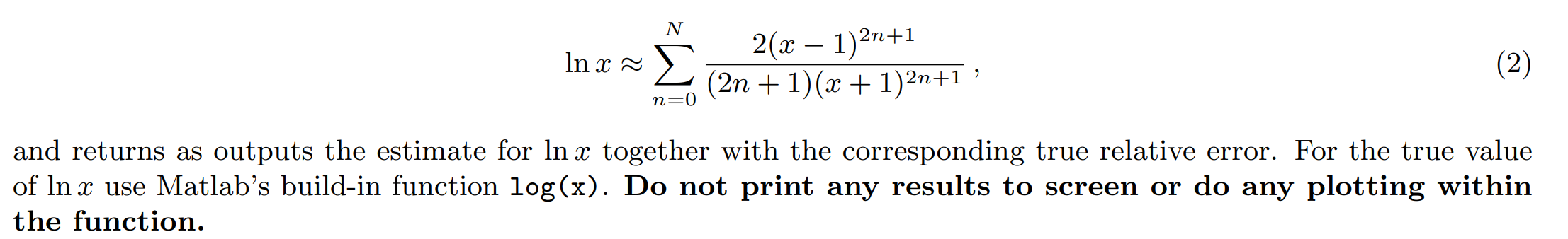 Solved Graph the result of Matlab's log(x) for 10