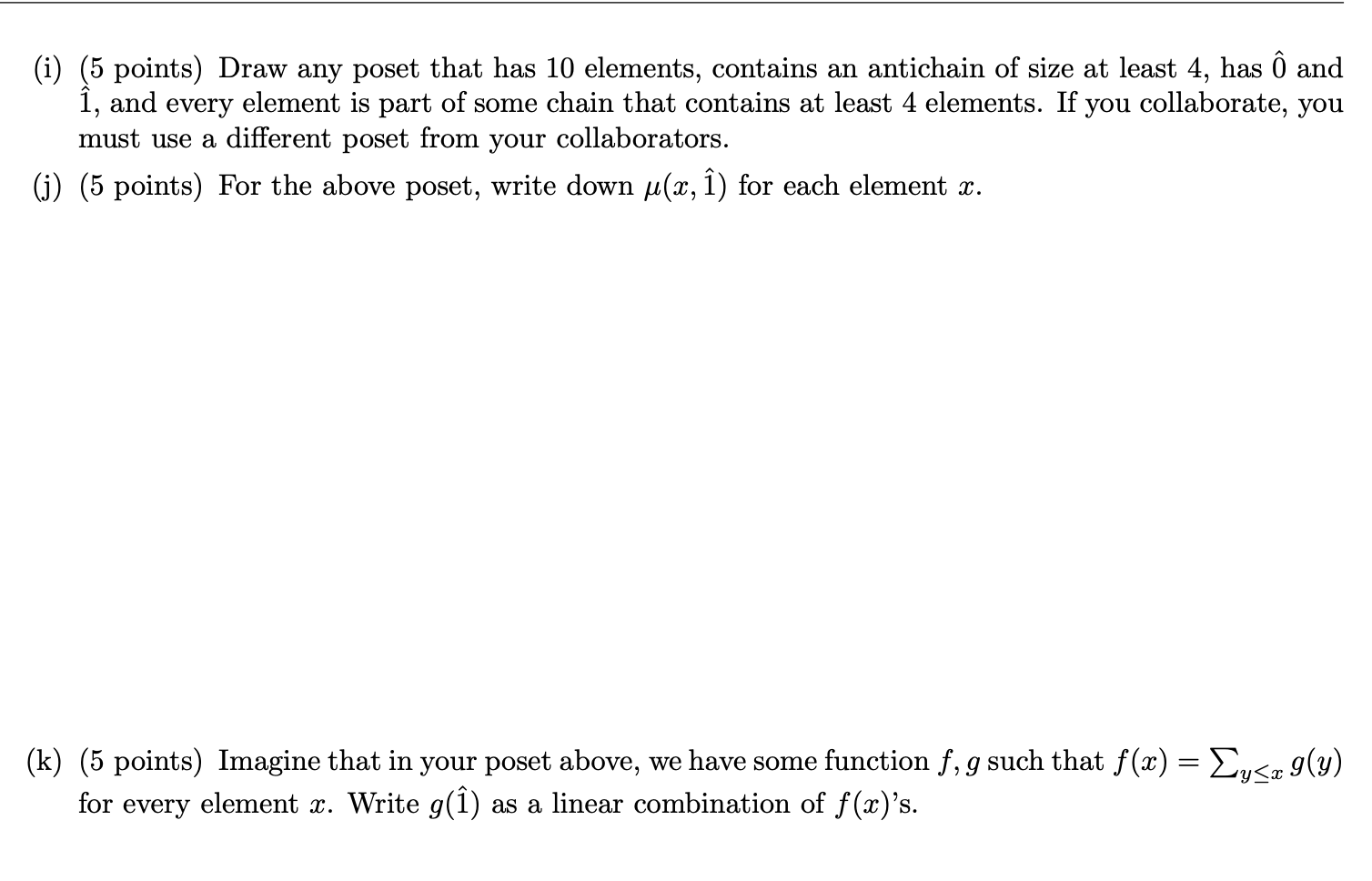 Solved I 5 Points Draw Any Poset That Has 10 Elements Chegg Com