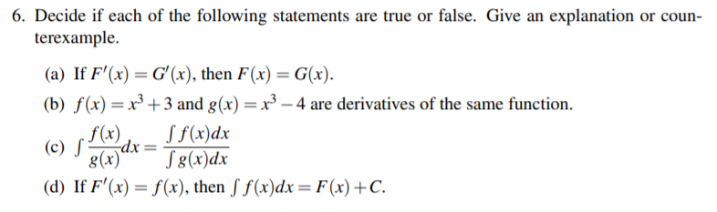 Solved 6. Decide if each of the following statements are | Chegg.com