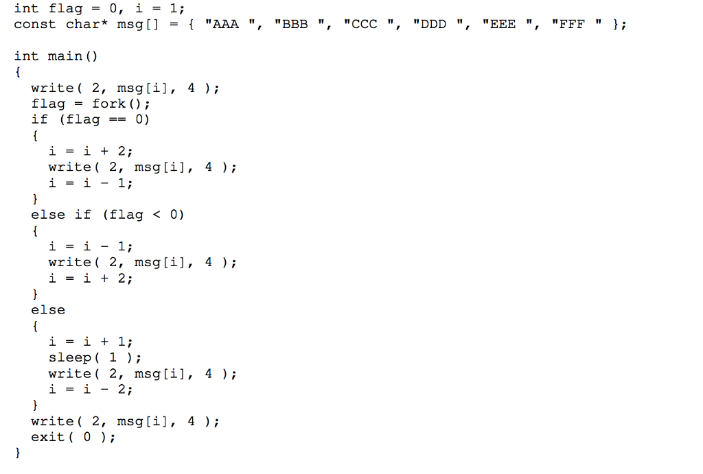 Solved int flag = 0, i = 1; const char* msg[] - "AAA ", | Chegg.com