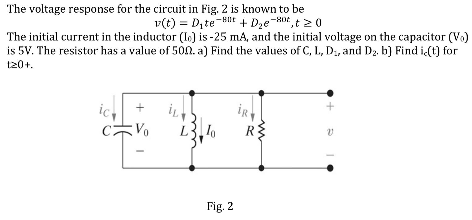 Solved The Voltage Response For The Circuit In Fig 2 Is Chegg Com