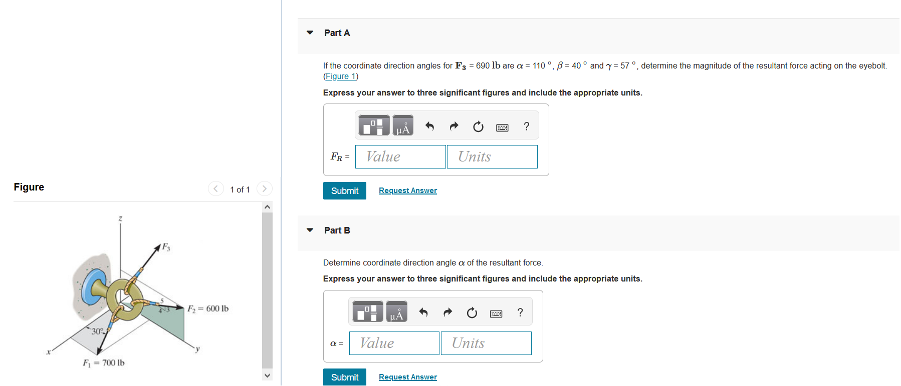 Solved Part A If the coordinate direction angles for F3 = | Chegg.com