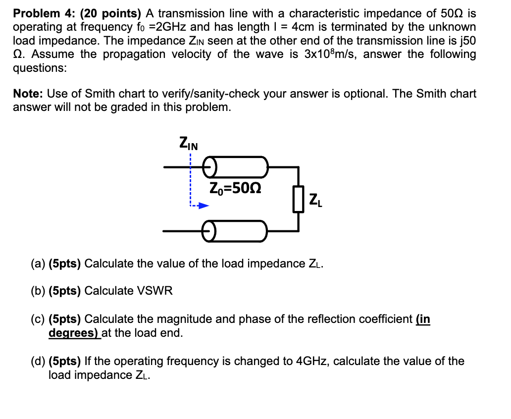 Solved Problem 4 (20 points) A transmission line with a