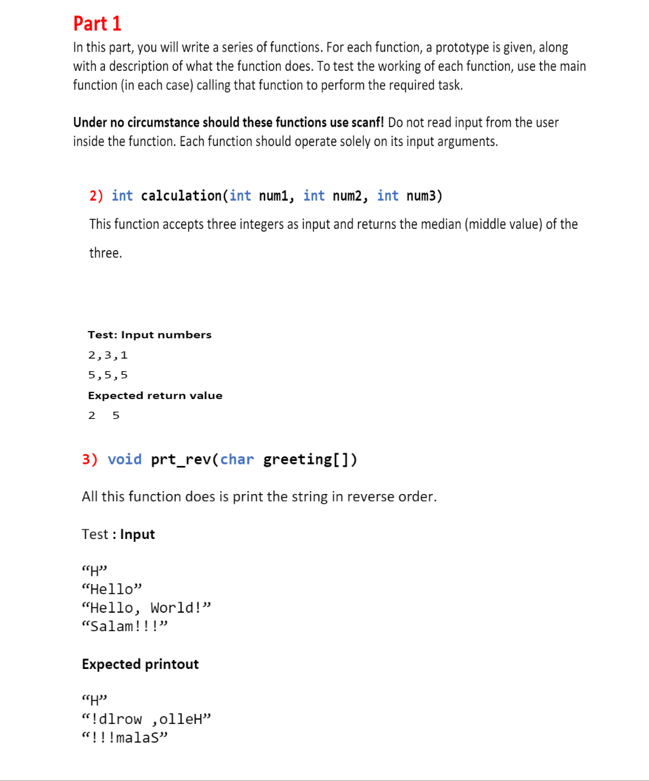 Solved Part 1 In this part, you will write a series of | Chegg.com