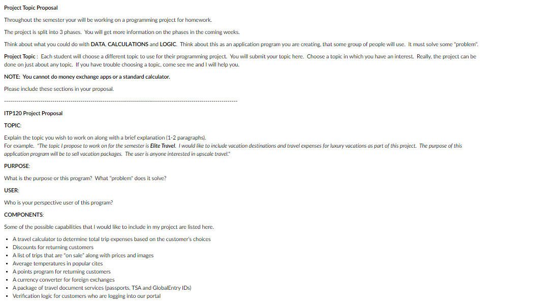 Solved Project Topic Proposal Throughout the semester your | Chegg.com