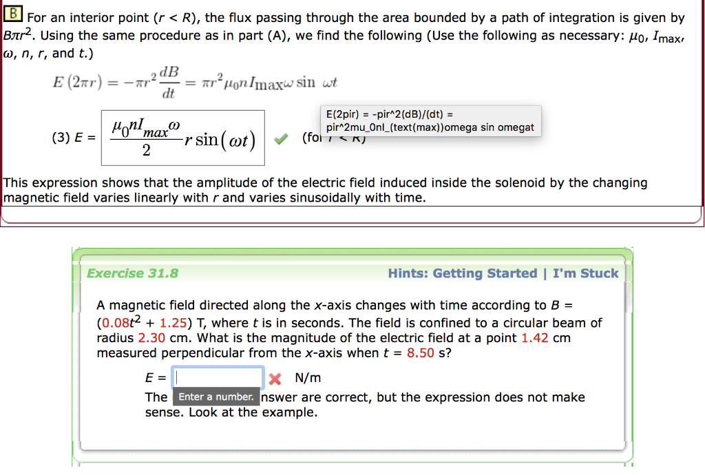 Solved Example 31.8 Electric Field Induced by a Changing | Chegg.com