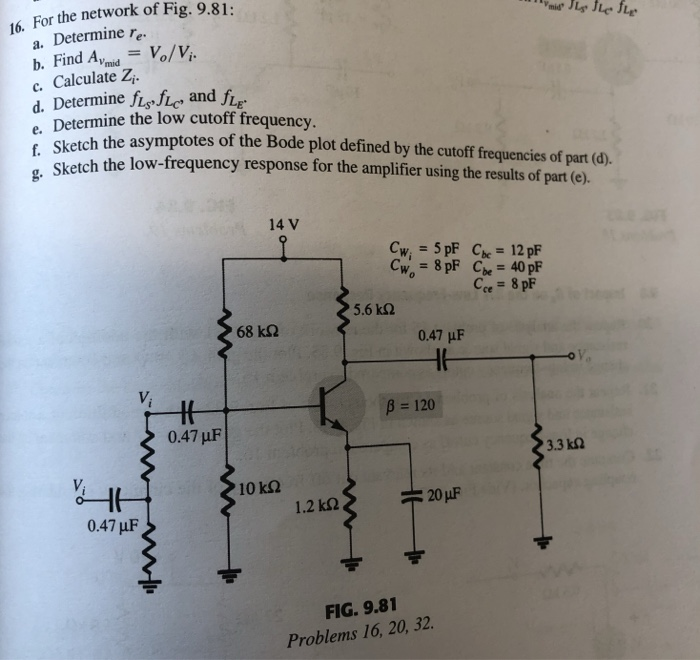 l6. For the network of Fig. 9.81: a. Determine re b. | Chegg.com