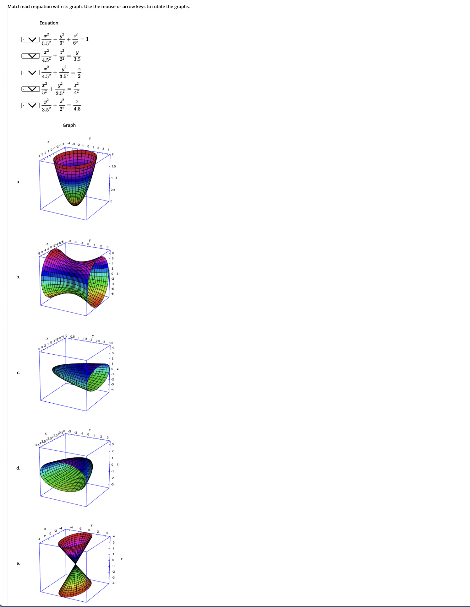 Solved Match each equation with its graph. Use the mouse or | Chegg.com