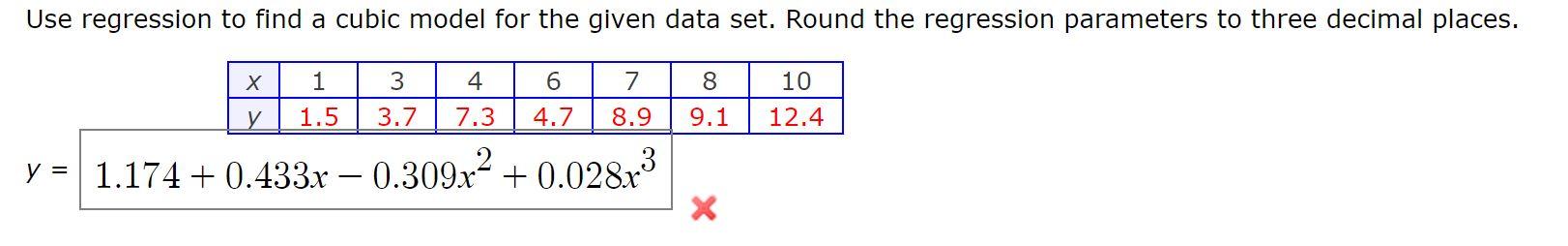 Solved Use regression to find a cubic model for the given | Chegg.com