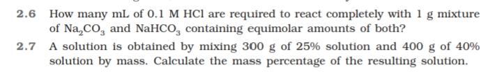 Solved 2.6 How many mL of 0.1 M HCl are required to react | Chegg.com