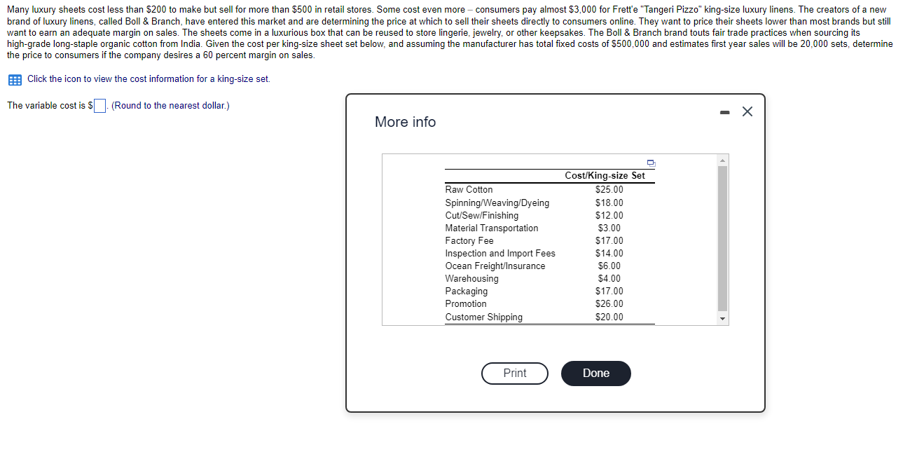 Solved Many luxury sheets cost less than 200 to make but