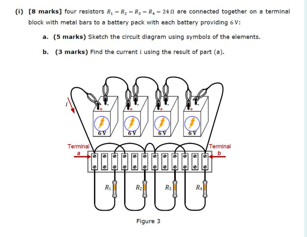 Solved (i) [8 marks] four resistors R2 = R2 = R3 = R4 = 241 | Chegg.com