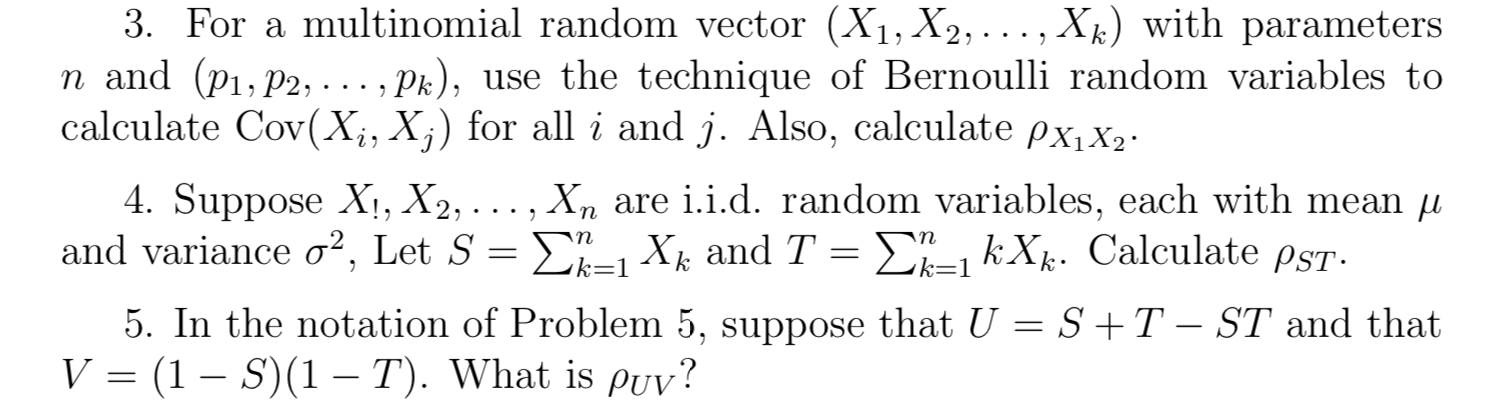 Solved 3. For a multinomial random vector (X1, X2, ..., Xk) | Chegg.com