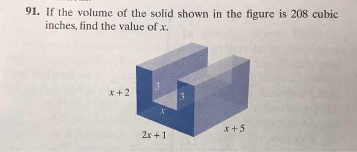 Solved 91. If the volume of the solid shown in the figure is | Chegg.com