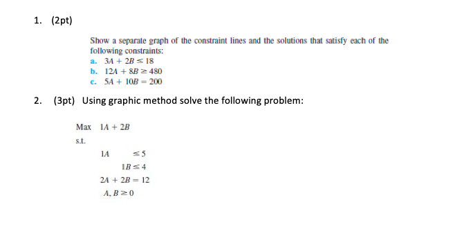 Solved 1. (2pt) Show A Separate Graph Of The Constraint | Chegg.com