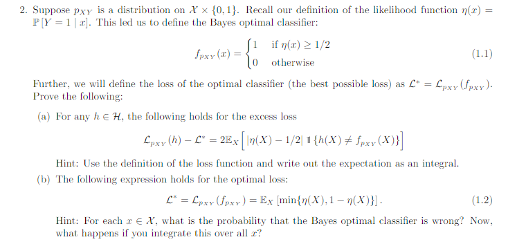 Solved 2 Suppose Pxy Is A Distribution On X X 0 1 Rec Chegg Com