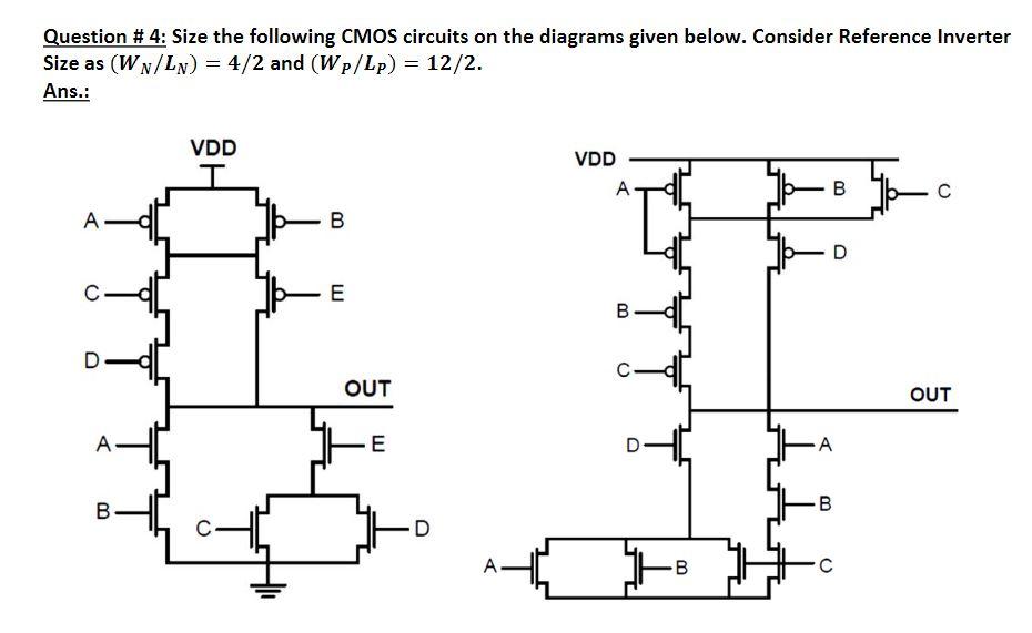 Solved Question # 4: Size the following CMOS circuits on the | Chegg.com