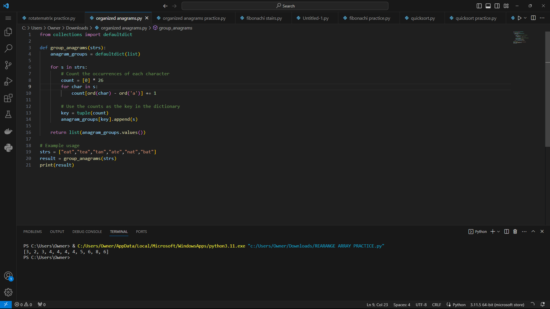 Solved 2. rotatematrix practice.py ←→ ρSearch C: > Users > | Chegg.com