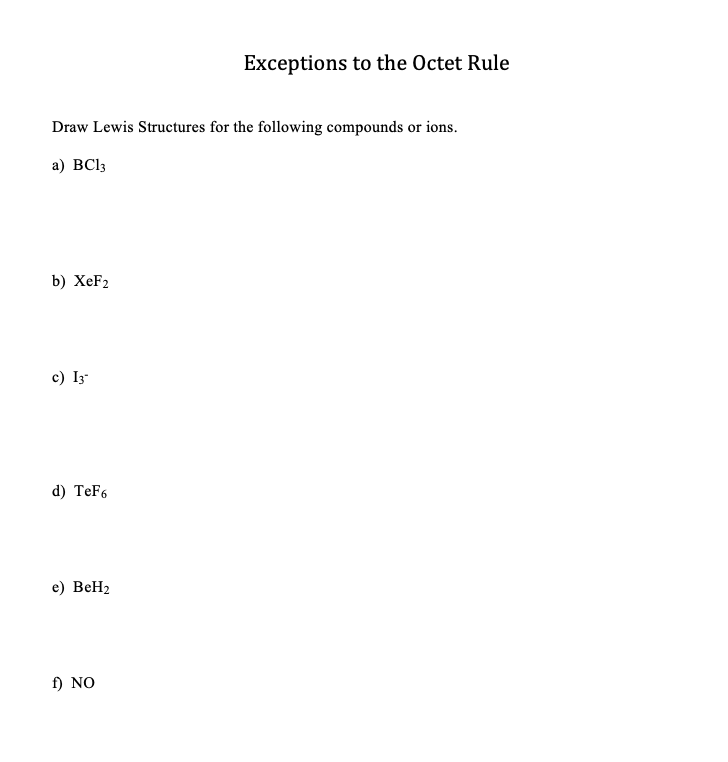 Solved Exceptions to the Octet Rule Draw Lewis Structures | Chegg.com