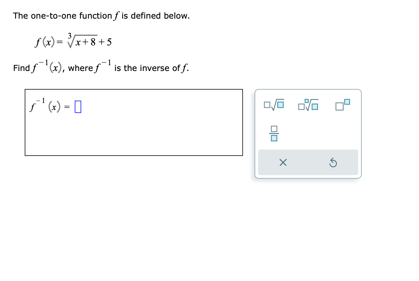 Solved The one-to-one function f is defined below. | Chegg.com