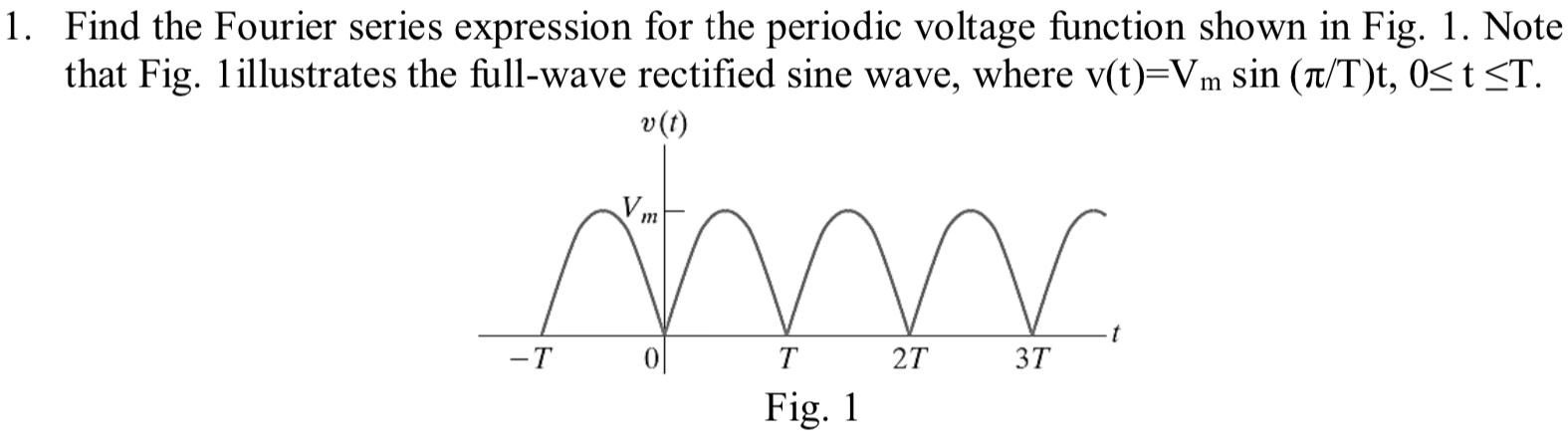 Solved 1. Find the Fourier series expression for the | Chegg.com