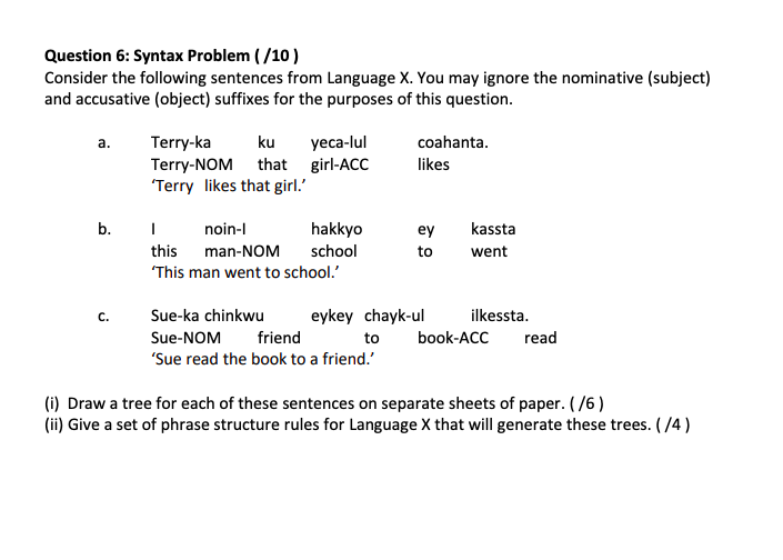 Question 6: Syntax Problem (10) Consider the | Chegg.com