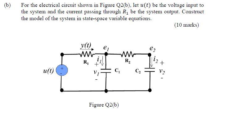 Solved (6) For the electrical circuit shown in Figure Q2(b), | Chegg.com