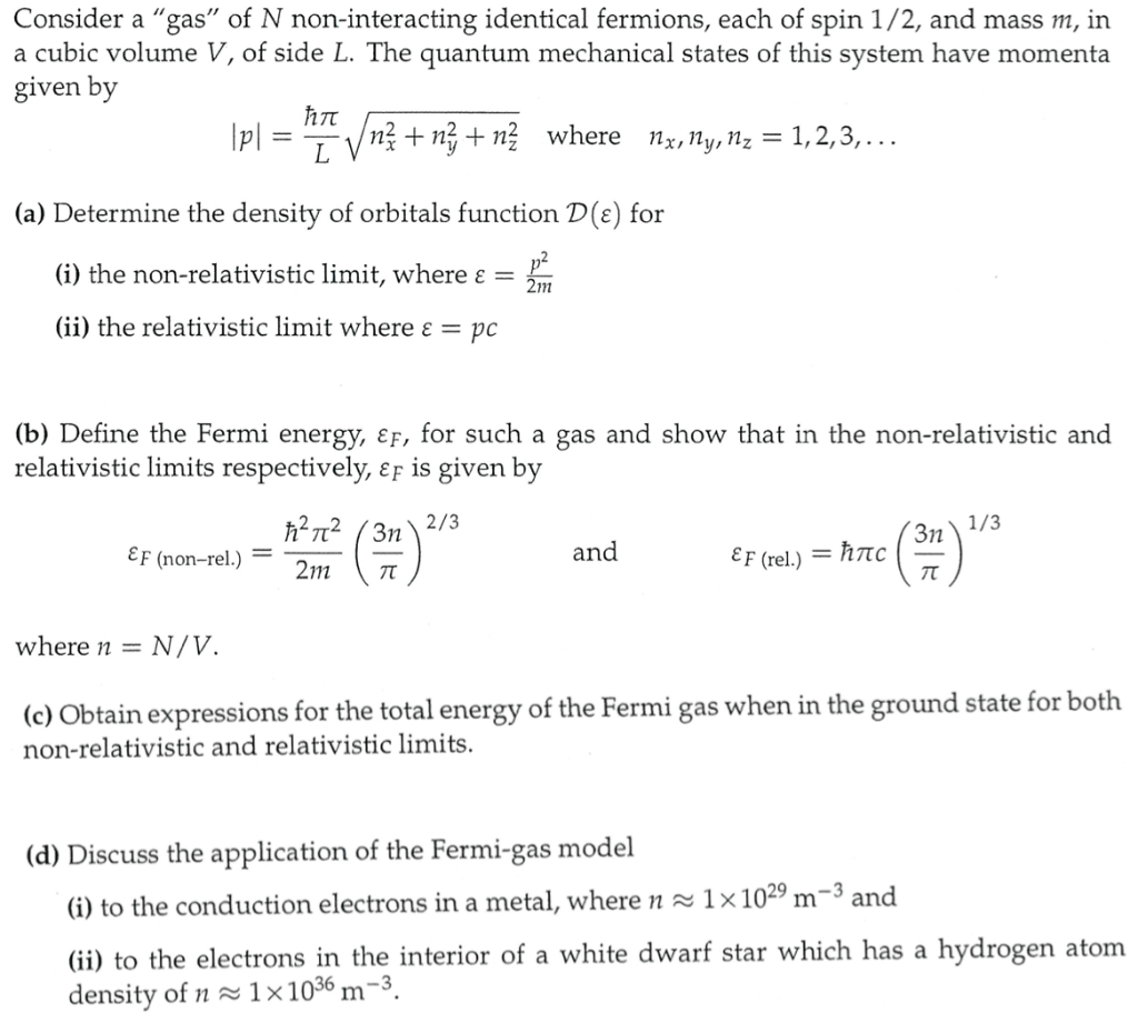 Solved Consider A "gas” Of N Non-interacting Identical | Chegg.com