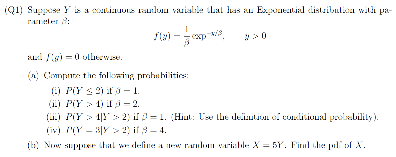 Solved Q1 Suppose Y Is A Continuous Random Variable Tha Chegg Com