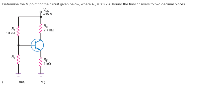 Solved Determine the Q point for the circuit given below, | Chegg.com