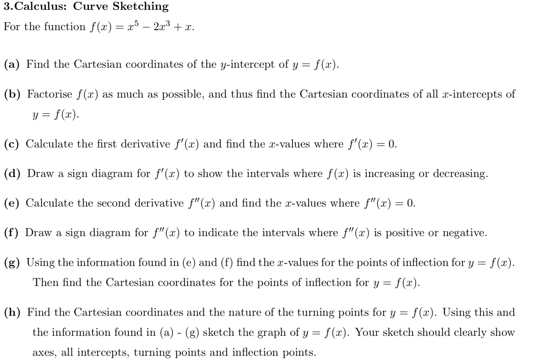 Solved 3. Calculus: Curve Sketching For the function f(x) = | Chegg.com