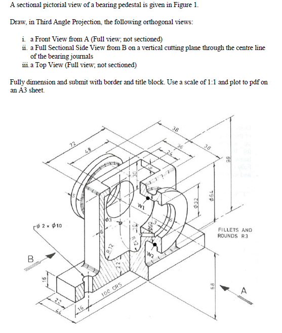 Solved A sectional pictorial view of a bearing pedestal is | Chegg.com