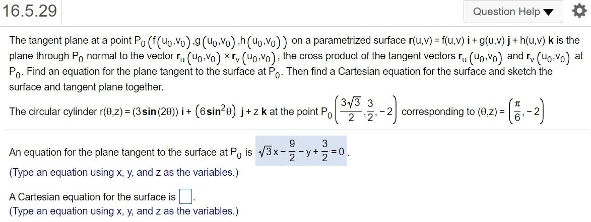 Solved The Tangent Plane At A Point Chegg Com