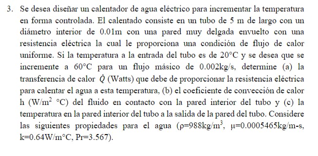 3. Se desea diseñar un calentador de agua eléctrico para incrementar la temperatura en forma controlada. El calentado consist