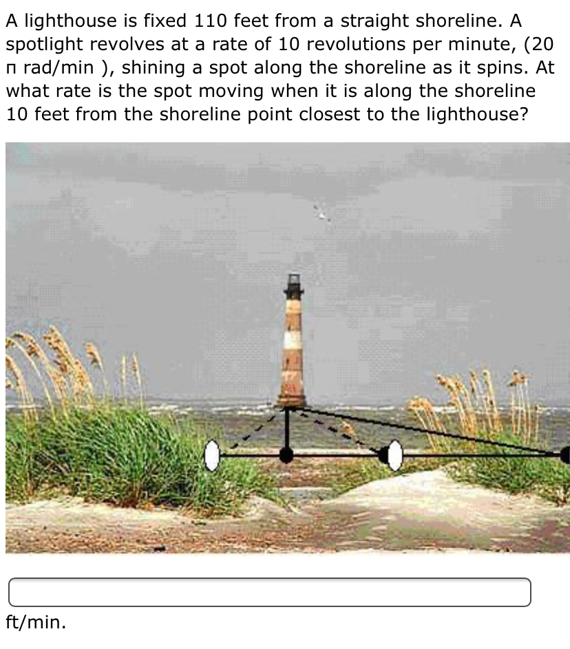 Solved A lighthouse is fixed 110 feet from a straight