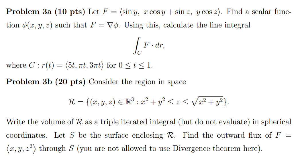 Solved Problem 3a 10 Pts Let F Siny X Cos Y Sin Z Chegg Com