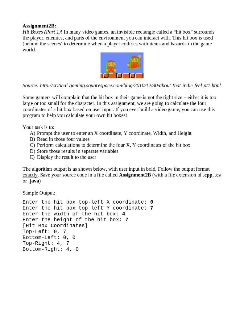 Solved Assignment2B: Hit Boxes (Part 1)! In many video | Chegg.com