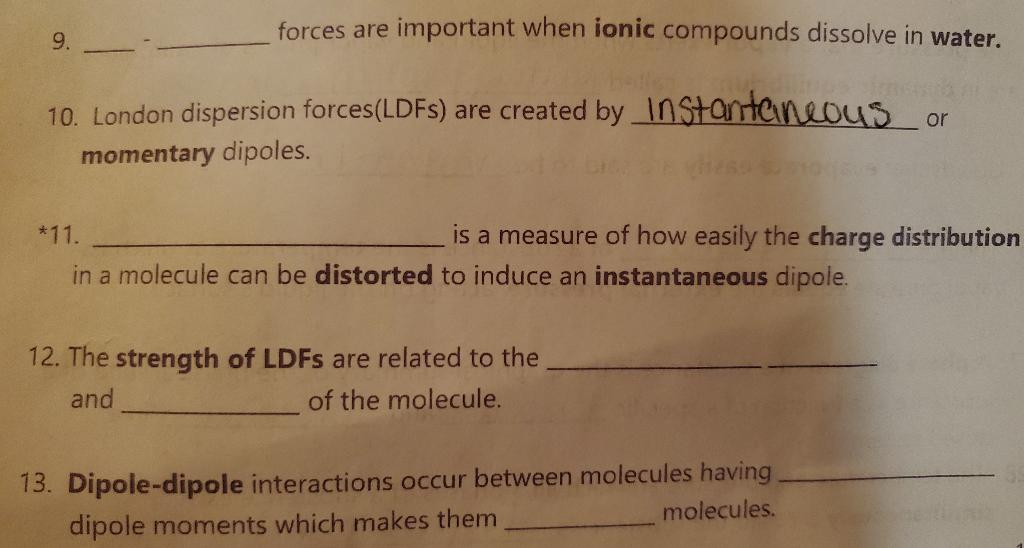 Solved forces are important when ionic compounds dissolve in | Chegg.com