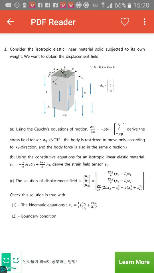 ← PDF Reader 3. Consider the isotropic elastic linear | Chegg.com