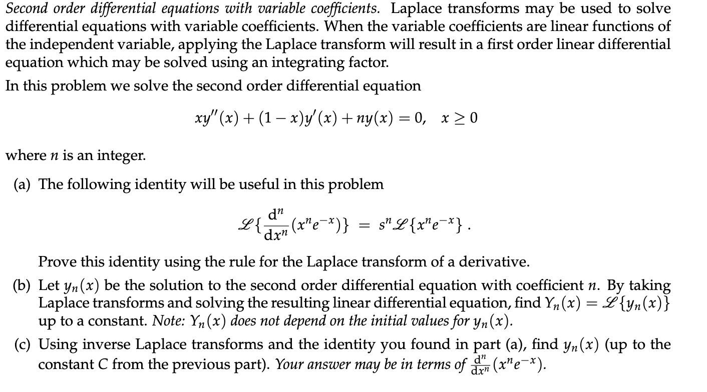 Solved Second Order Differential Equations With Variable | Chegg.com