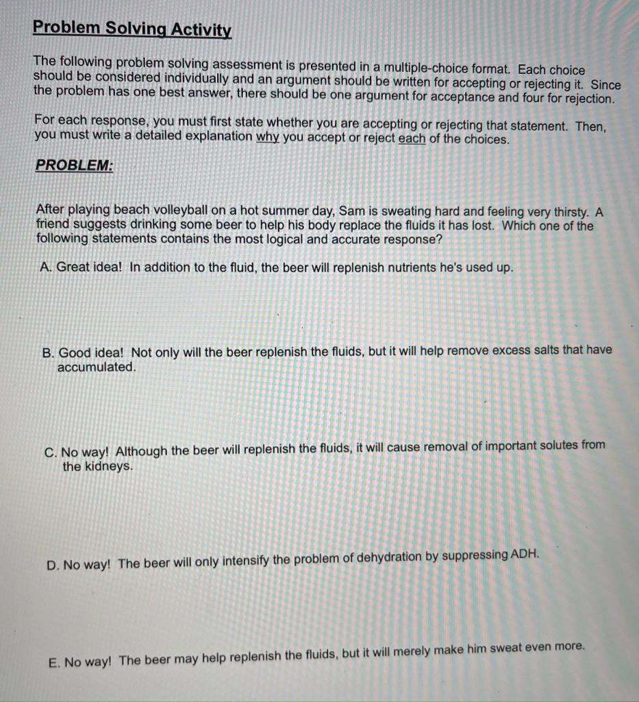 problem solving questions multiple choice