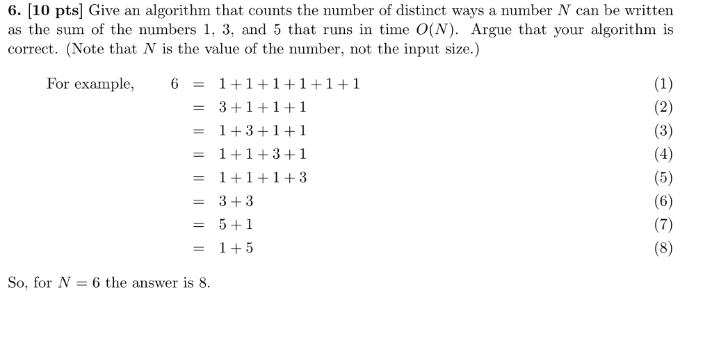 Solved 6. [10 pts] Give an algorithm that counts the number | Chegg.com