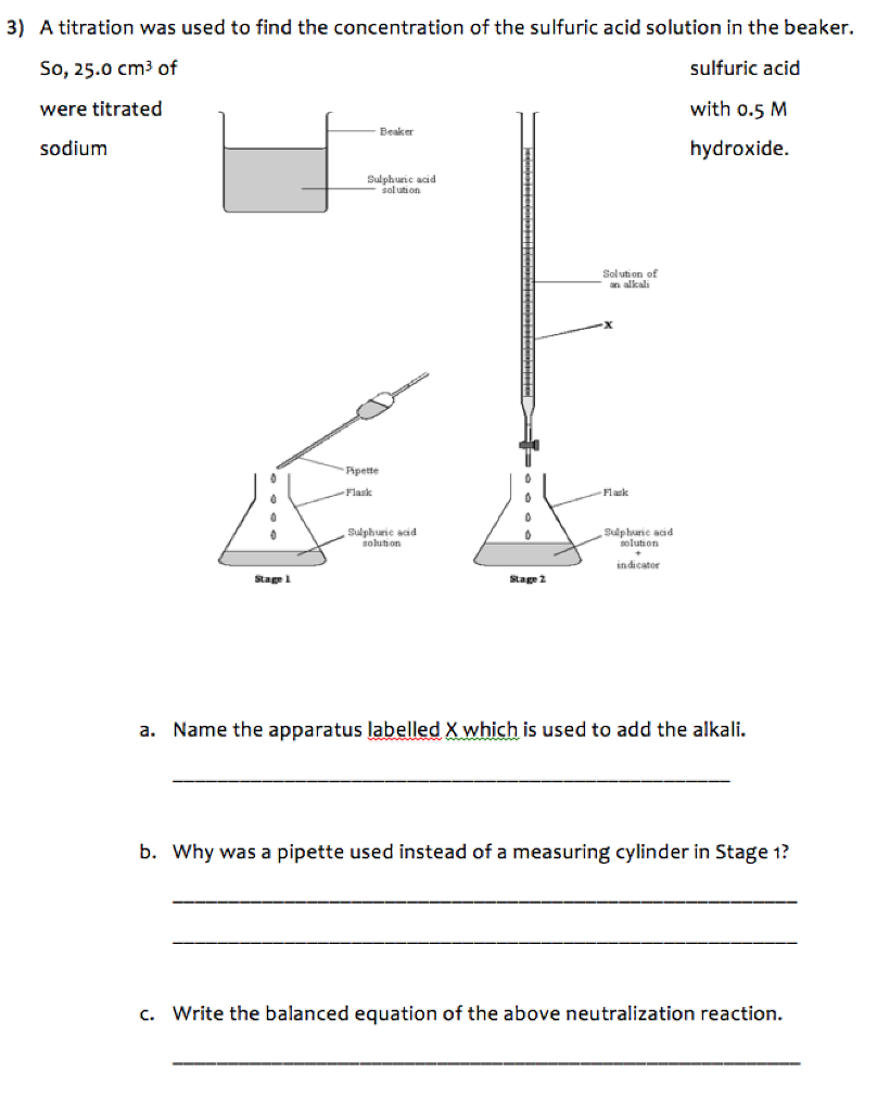 sulphuric acid titration experiment