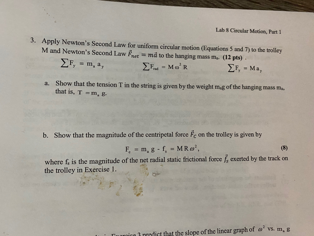 Solved Apply Newton S Second Law For Uniform Circular Mot Chegg Com