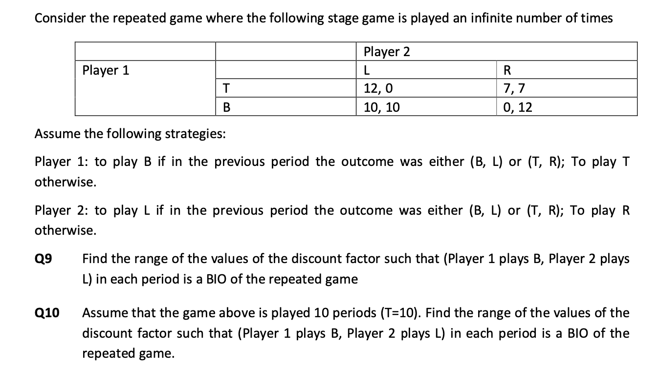 Solved Consider the repeated game where the following stage | Chegg.com