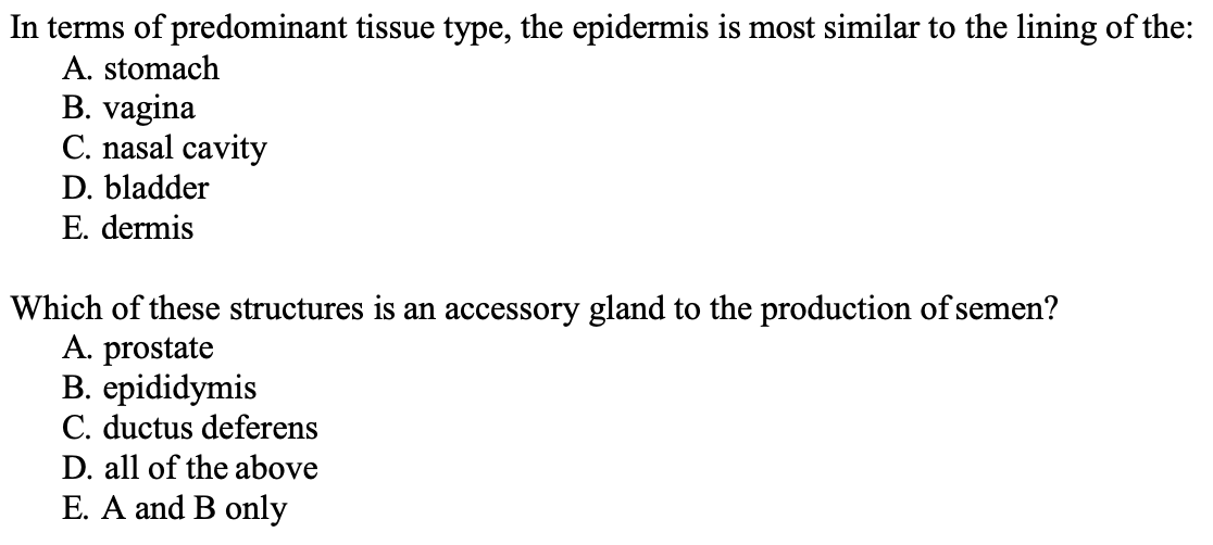 Solved In terms of predominant tissue type, the epidermis is | Chegg.com